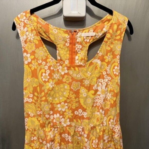 Retro Vintage Racerback (with Mini Bows) Mod Floral late 60s/ 70s Mini Dress - Picture 7 of 16